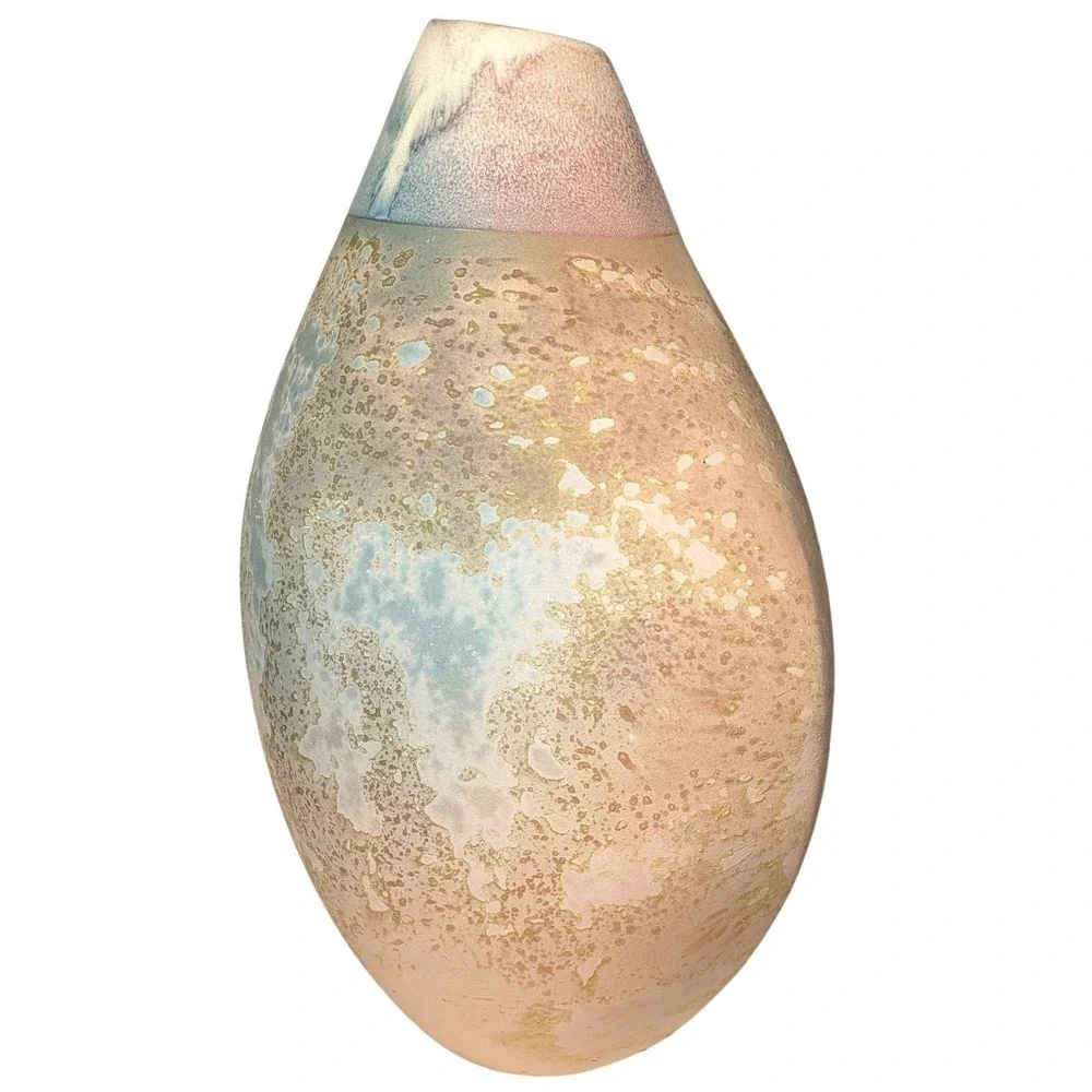 Vintage Tony‎ Evans Large Raku Studio Art Pottery Vase 1982 Modernist  Brutalist